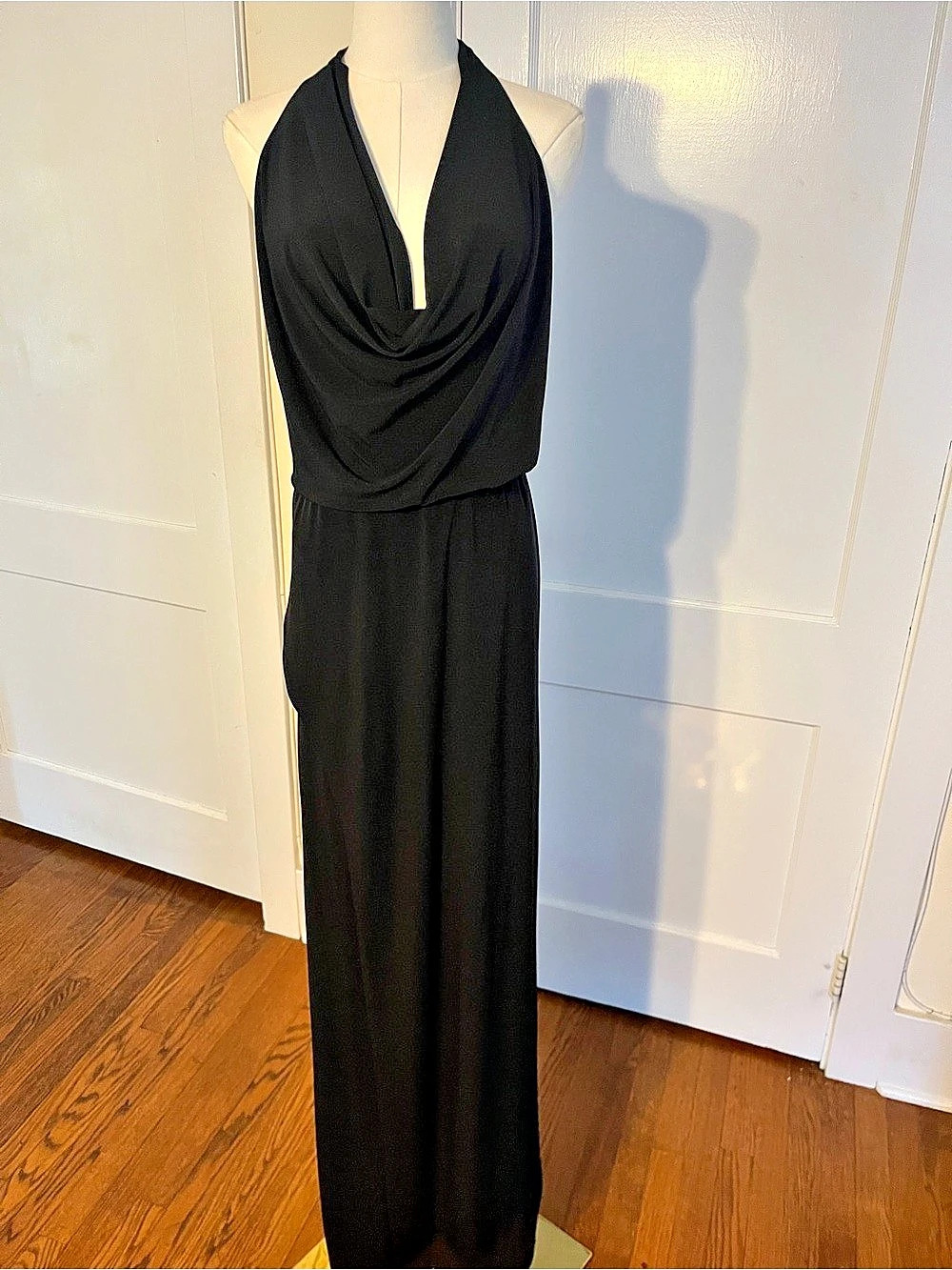Halston Black Halter Maxi Dress — Iconic Studio 54 Draped Glamour